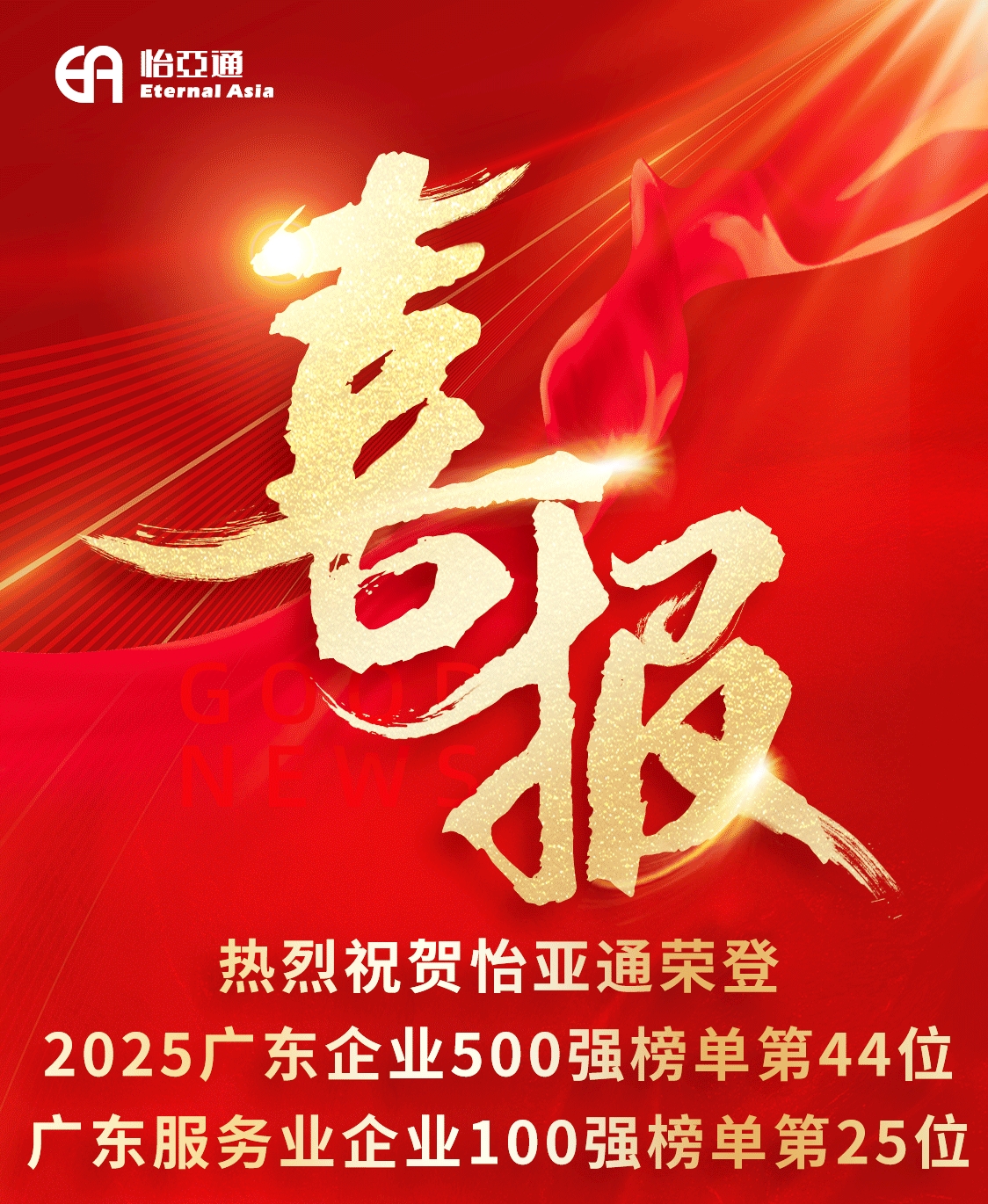 喜报｜LDSports乐动荣登2025广东企业500强榜单第44位、广东服务业企业100强榜单第25位